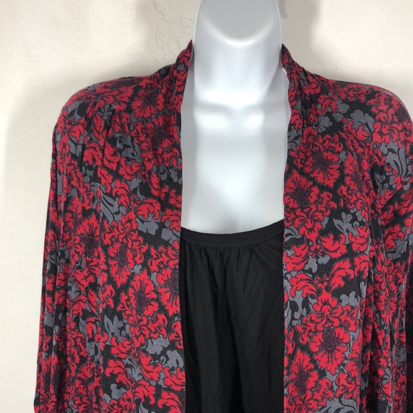 Croft & Barrow red and black built in tank cardigan combo top size 1X - Picture 2 of 11